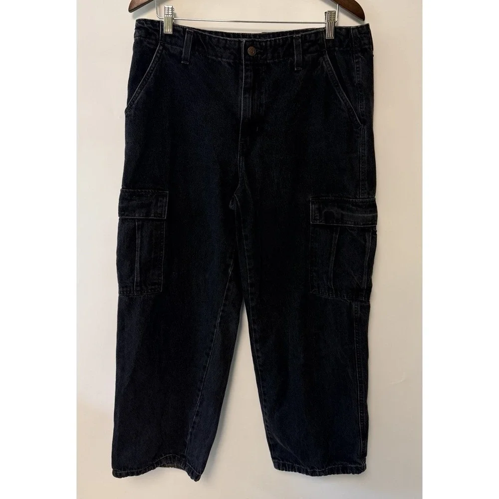 Levi's 94 Baggy Womens Cargo Pants Black Sz 31 Relaxed Utility Streetwear Grunge